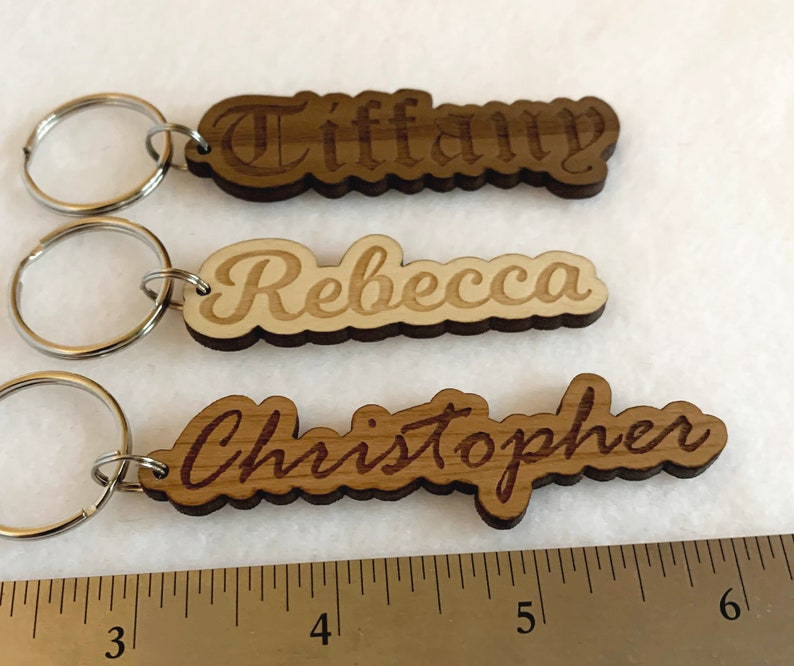 Custom Wood Name or Word Keychains you choose font name or Etsy