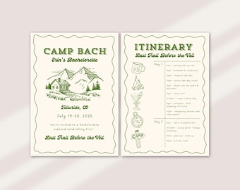 CAMP BACH Custom Invitation | Cabin Invite | Canva Template | Camping Bachelorette Party | 5x7 Invite | Digital Bridesmaid Weekend Trip