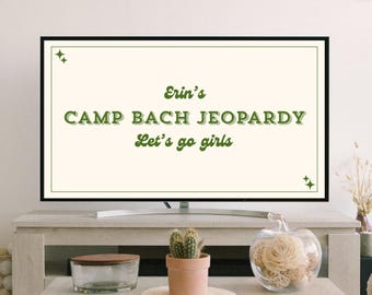 CAMP BACH JEOPARDY | Bachelorette Party Games | Camping Bach Weekend Party Trivia | Custom Editable Game Template | Jeopardy Quiz Game
