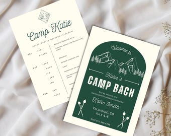 CAMP BACH Custom Invitation | Bachelorette Invite | Canva Template | Camping Bach Party | 5x7 Invite | Digital Bridesmaid Weekend Trip