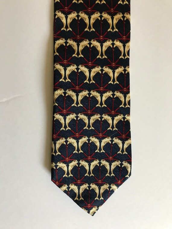 1990s dolphins with glasses Museum Artifacts silk tie - Gem