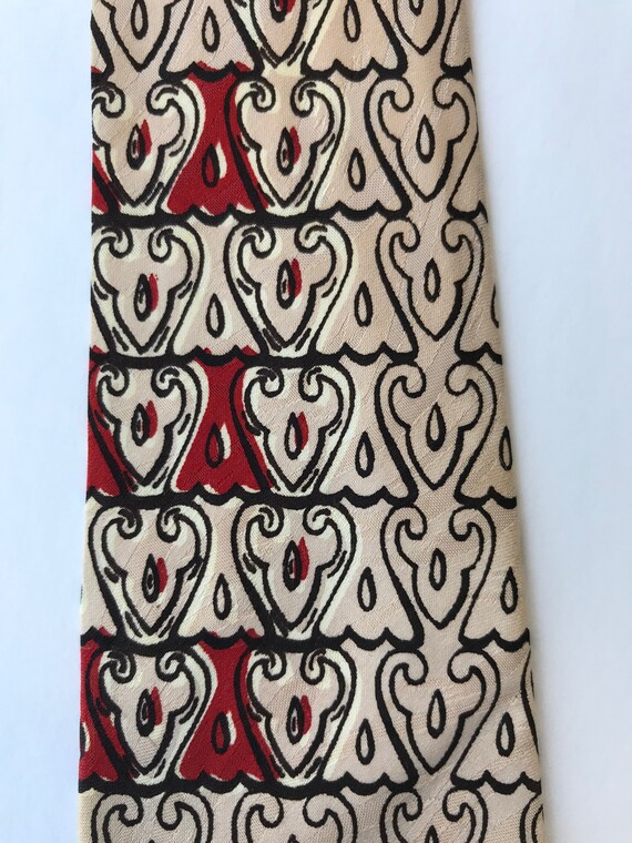 1950s gray and red jacquard print tie - image 4