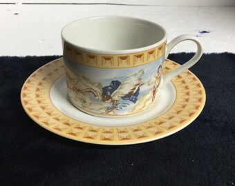 Fitz & Floyd Cherub by Omnibus Stoneware 1993 Cup and Saucer