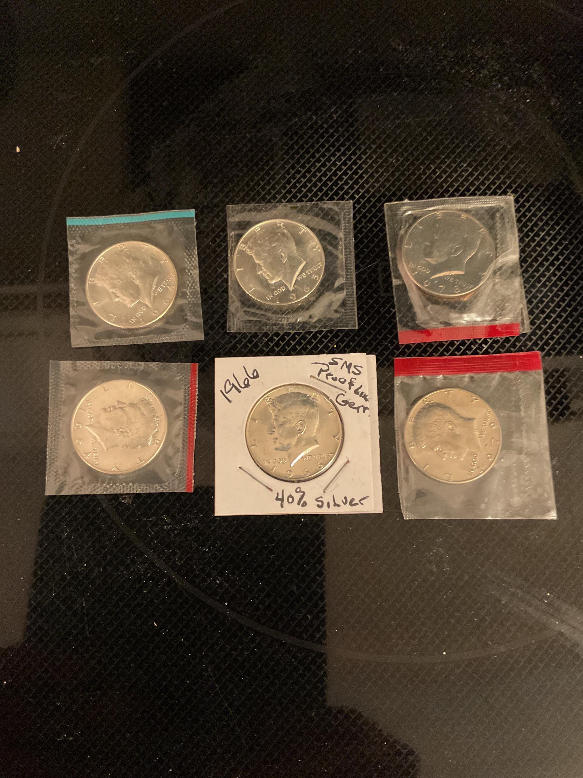 銀貨2枚セット 1968年 25ペソ & 1964年 50セント ハーフダラー アメリカ 1964年 ケネディ ハーフダラー 本物 銀貨 50セント 20枚 美品