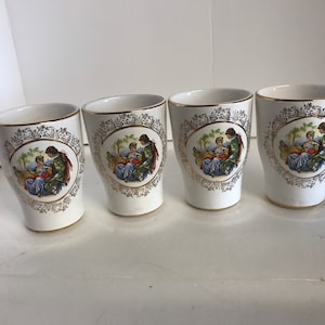 4 Loucarte Portugal Porcelain Drinking Mugs/Tumblers