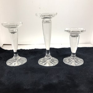3 Piece Royal Limited  24% Full Lead Crystal Candle Holders ( W/Original Sticker ) Czech Republic