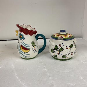 Clay Art Keramik Hahn Creme und Zucker