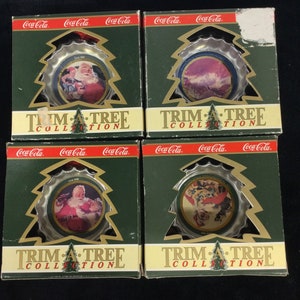 Trim A Tree Coca Cola Bottle Cap Ornaments circ 1990’s Lot ( 4 )
