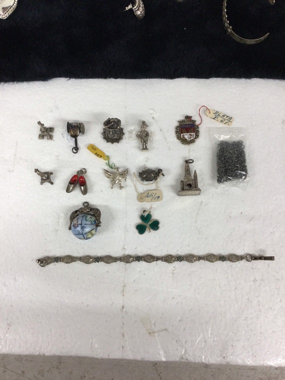 Vintage Sterling Silver Charms 14 pcs ( Read Desc )