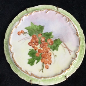 Vintage Trivet Hand Painted Signed & Dated 1962 Red Berries over Purple Green and Yellow Pastels