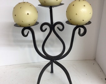 Wrought Iron Candle Holder ( Read Desc ) 14” T 6.5” Leg Depth 3.5” Candle Base