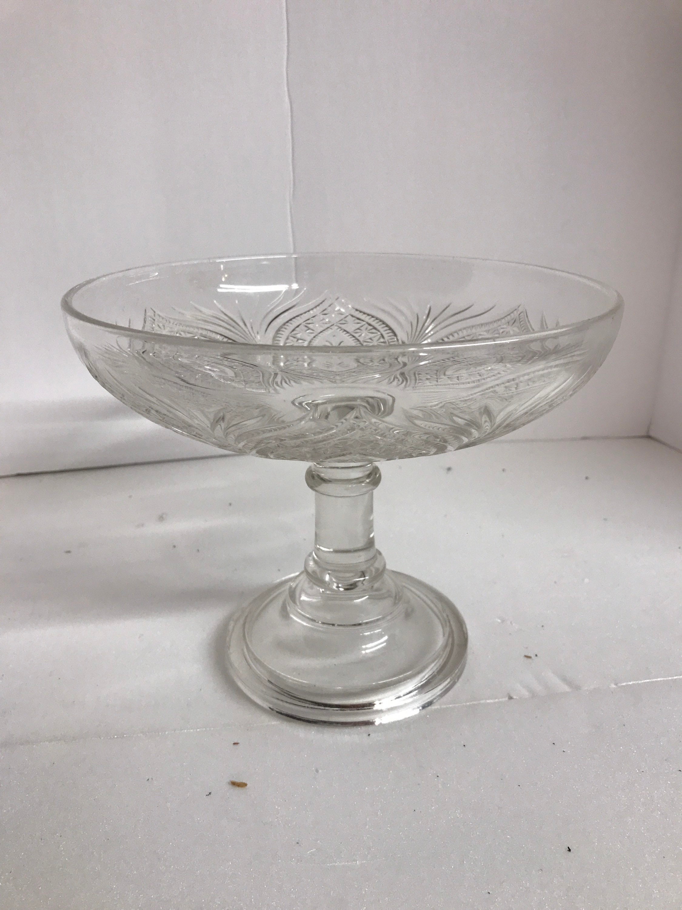 Vintage Pressed Glass Stemmed Compote Centerpiece Bowl 6.75 T Etsy