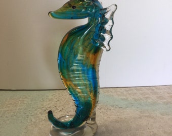 Large Hand Blown Glass Sea Horse Murano Style Decoration Figurine Free Shipping 