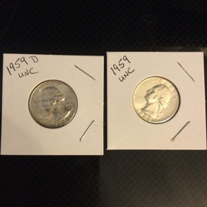 1959 Washington Quarters P & D Uncirculated