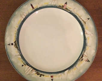 David Carter Brown Sakura By The Sea Lighthouse Dinner Plate 11”