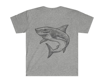 Camiseta de tiburón blanco - Camiseta ligera de algodón con tiburón