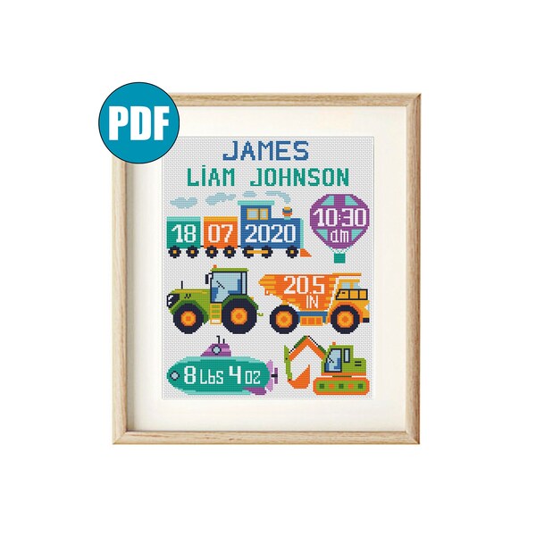 Cross Stitch Birth Announcement Etsy