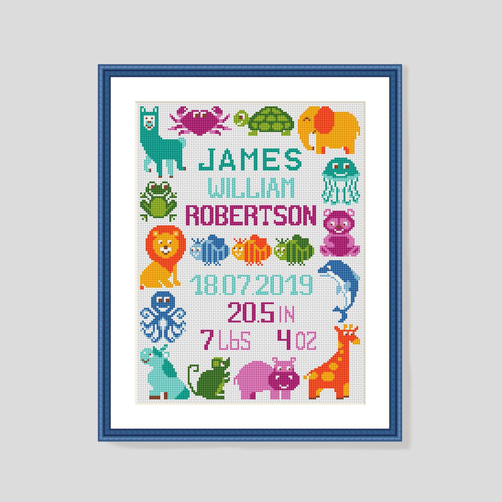 Birth Announcement Cross Stitch Pattern 43 Baby Cross Stitch Etsy