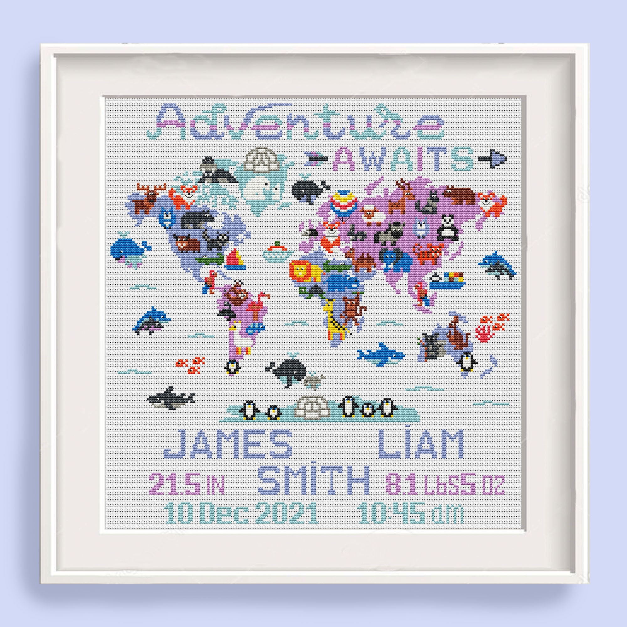 world map for kids modern cross stitch pdf pattern 96 wild etsy