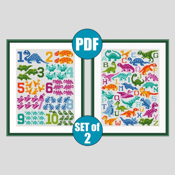 Dinosaur Alphabet Sampler Cross Stitch Chart PDF CHART Etsy Canada
