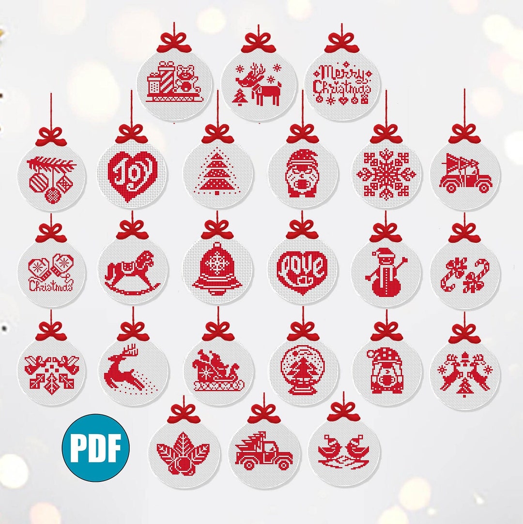 Set of 24 Christmas Ornaments Cross Stitch Patterns Pdf Part 3 and 4 ...