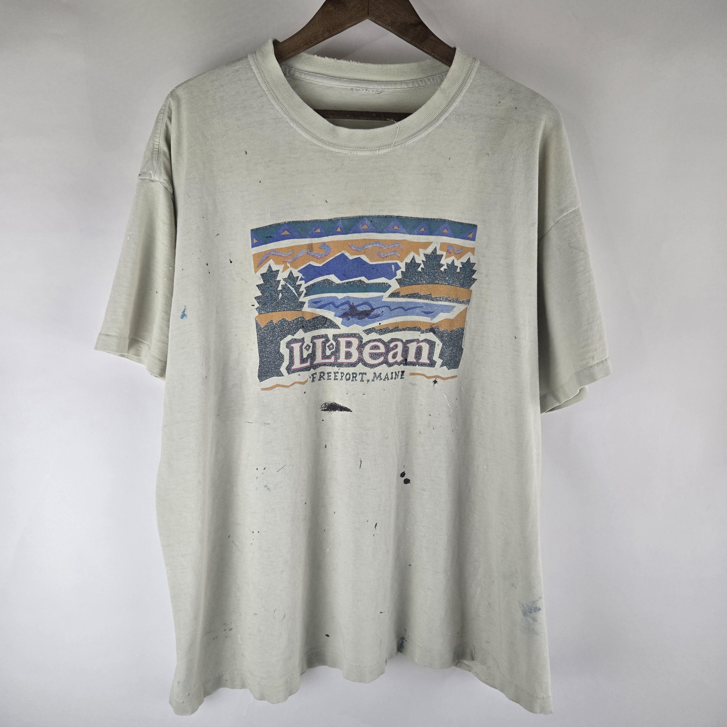 Thrashed Distressed Vintage 90's L.L. BEAN Graphic T Shirt. Single