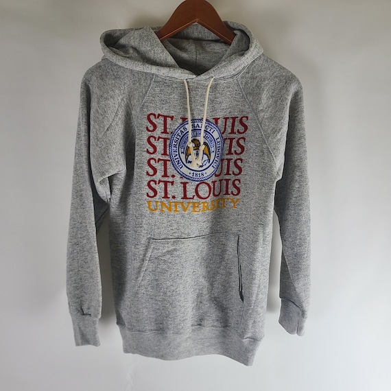 Vintage 80s Champion Tri Blend Hoodie Flock Print… - image 1