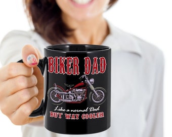 Biker Dad Just Cooler Kaffeetasse | Motorrad Geschenk - Biker Kaffeebecher | Motorrad Tasse