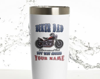Personalized Dad Gift - Motorcycle Tumbler - Biker Dad Just Cooler – Insulated Tumber - Perfect Motorcycle Gifts