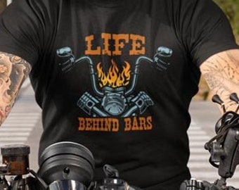 Freedom Rider Tee - 'Life Behind Bars' Edition | Biker T-shirt | Humorous Rider Shirt | Biker Shirt - Funny Motorcycle Shirt - T-shirt