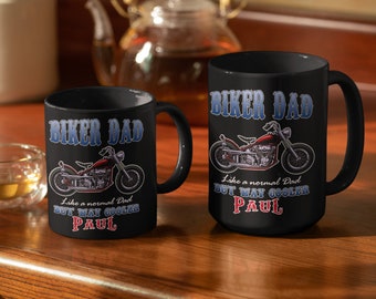 Personalisierte Biker Dad Just Cooler Kaffeetasse | Motorrad Geschenk - Biker Kaffeebecher | Motorrad Tasse