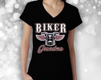 Biker Grandma Shirt - Woman's V-Neck Tee