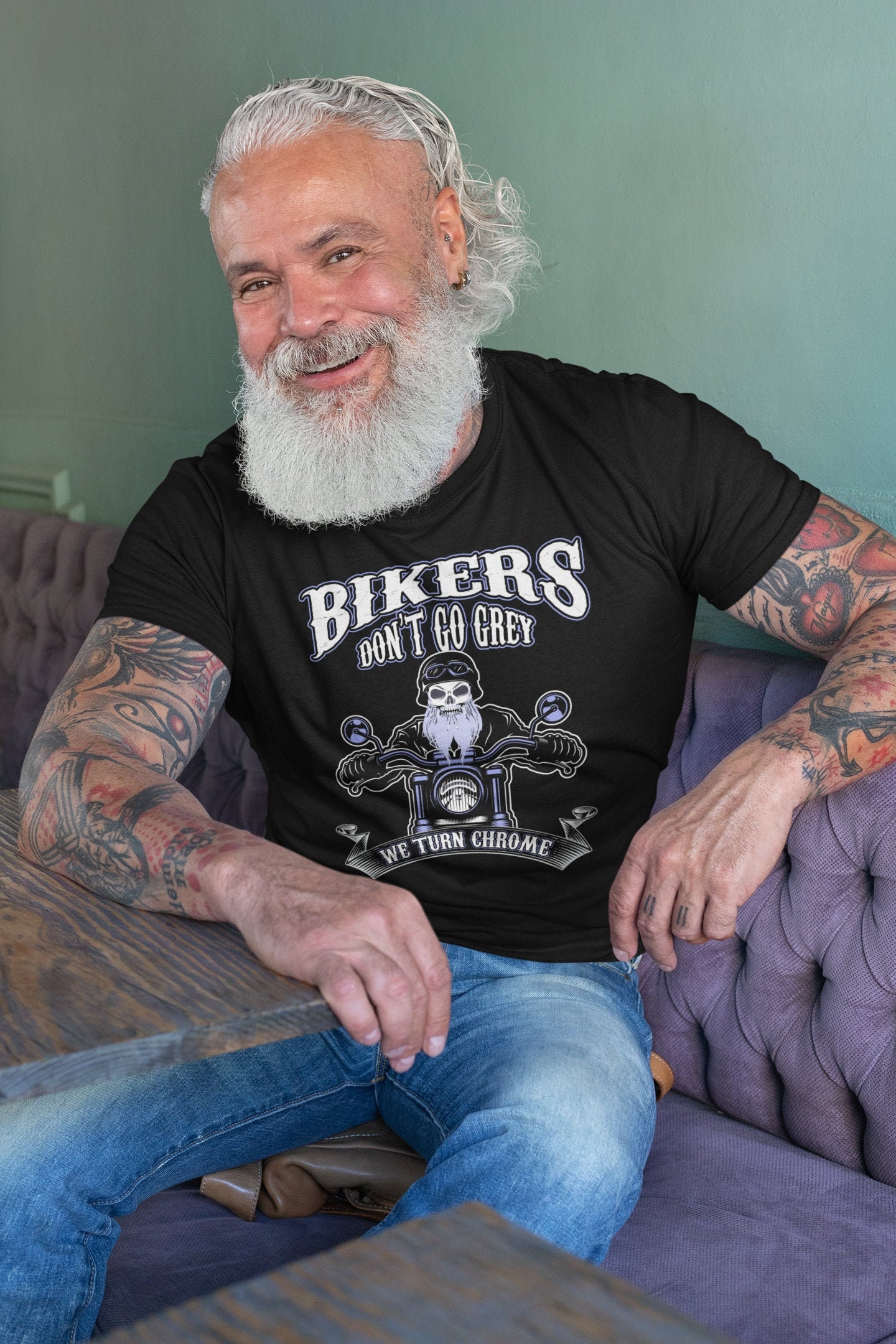 Bikers Don't Go Grey, We Turn Chrome | Harley Biker Shirt - Funny…
