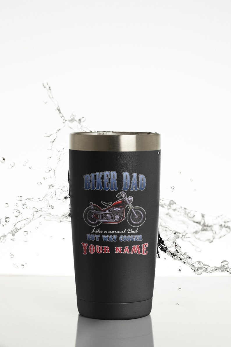 Personalisierte Dad Geschenk Motorrad Becher Biker Dad Just Cooler Isolierbecher Perfekte Motorrad Geschenke Bild 2