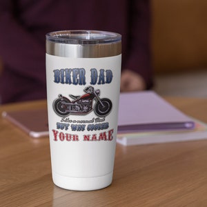 Personalisierte Dad Geschenk Motorrad Becher Biker Dad Just Cooler Isolierbecher Perfekte Motorrad Geschenke Bild 4