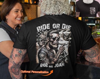 Custom 'Ride or Die' Biker T-Shirt with Optional Name Personalization - Great Motorcycle Gift - Personalization Available