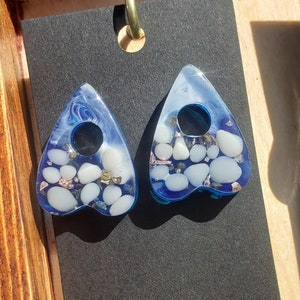 Sea Inspired Planchette Stud Earrings/ Post Earrings/ Resin Earrings