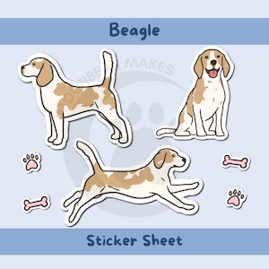 Beagle Sticker Sheet | Lemon & White Beagle Dog Kiss-Cut Stickers | Gift for Beagle Lovers | Laptop, Water Bottle, Journal Vinyl Decals