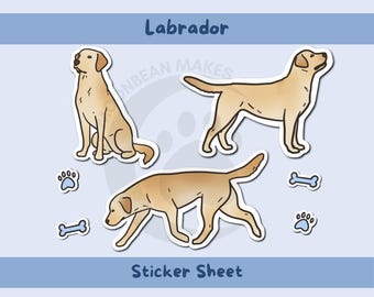 Yellow Lab Sticker Sheet | Labrador Dog Kiss-Cut Stickers | Gift for Labrador Lovers | Laptop, Water Bottle, Journal Vinyl Decals