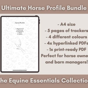 Lot ultime de profils de chevaux | ID, marques, personnalité et plus | Numérique et imprimable | Fait partie de la collection Equine Essentials