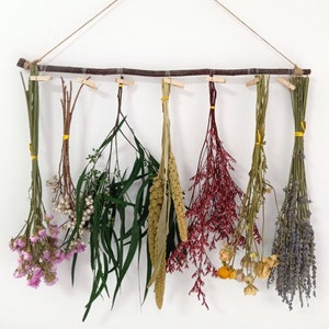 GHY Decor Dried Flower Wall Hanging, Dried Flowers Rack, Dried Flower Arrangement, Fall Flowers Dried Herb, Rustic Wedding Decor DIY Floral