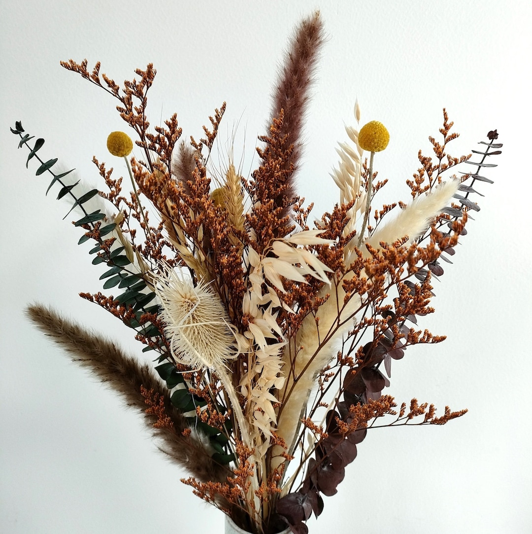 GHY Decor 17 Dried Flowers Bouquet Arrangement, Pampas Grass Bouquet, Dried Flower Bouquet