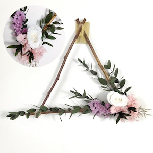 Dried Natural Flower Wreath, Triangular Wreath 12”, Wall Hanging Decoration, Preserved Eucalyptus Natural Baby Breath, Home Hotel Cafe Decor