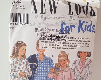 6585 New Look Pattern Childrens Unisex Sleepwear Size S-L - Vintage Paper Sewing Pattern