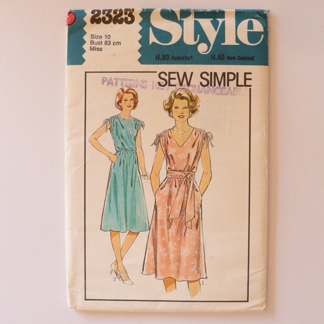 2323 Style Pattern Sew Simple Womens Dress Size 10 (cut) - Vintage ...