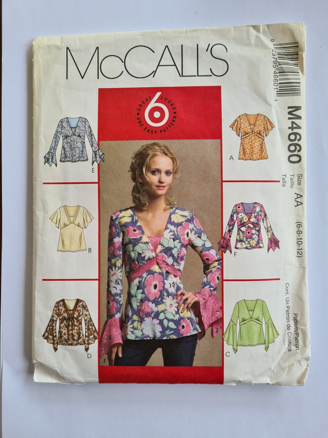 M4660 Mccall's Pattern Womens Tops 6 Looks, One Pattern Size 6-12 ...