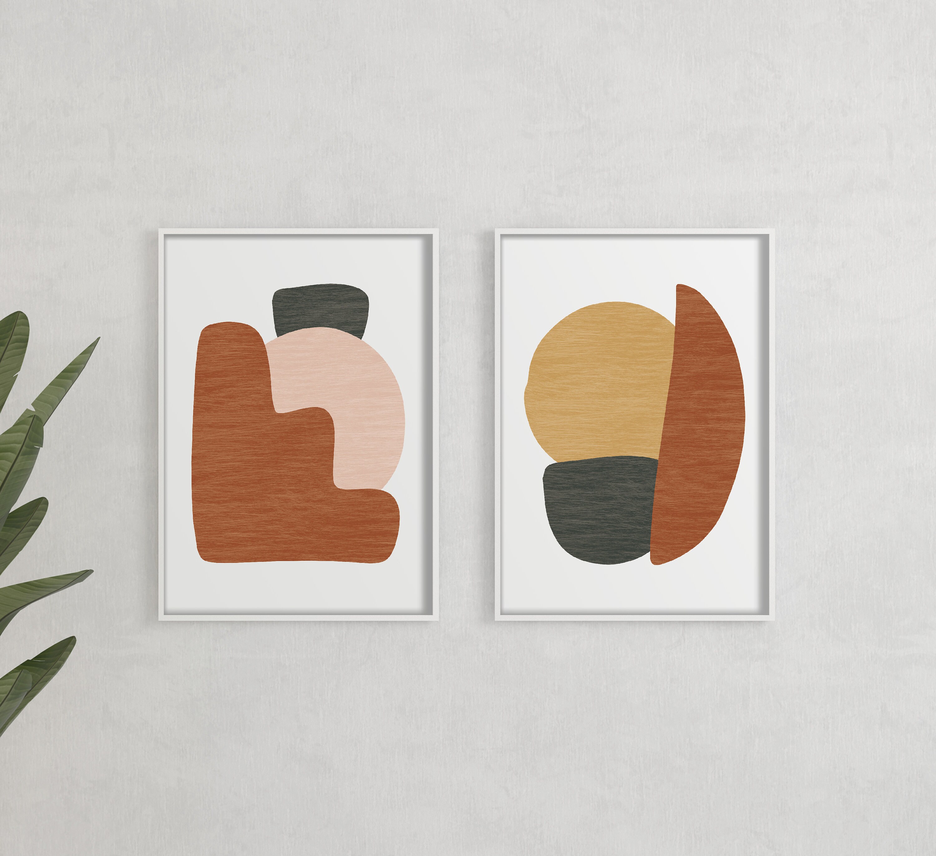 Abstract mid century wall art set of 2 modern wall art Etsy