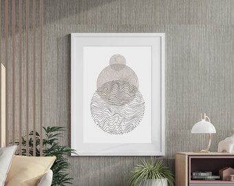 minimalist abstract wall art printable, gray and beige modern art prints, geometric shape digital art, home decor, living room wall decor