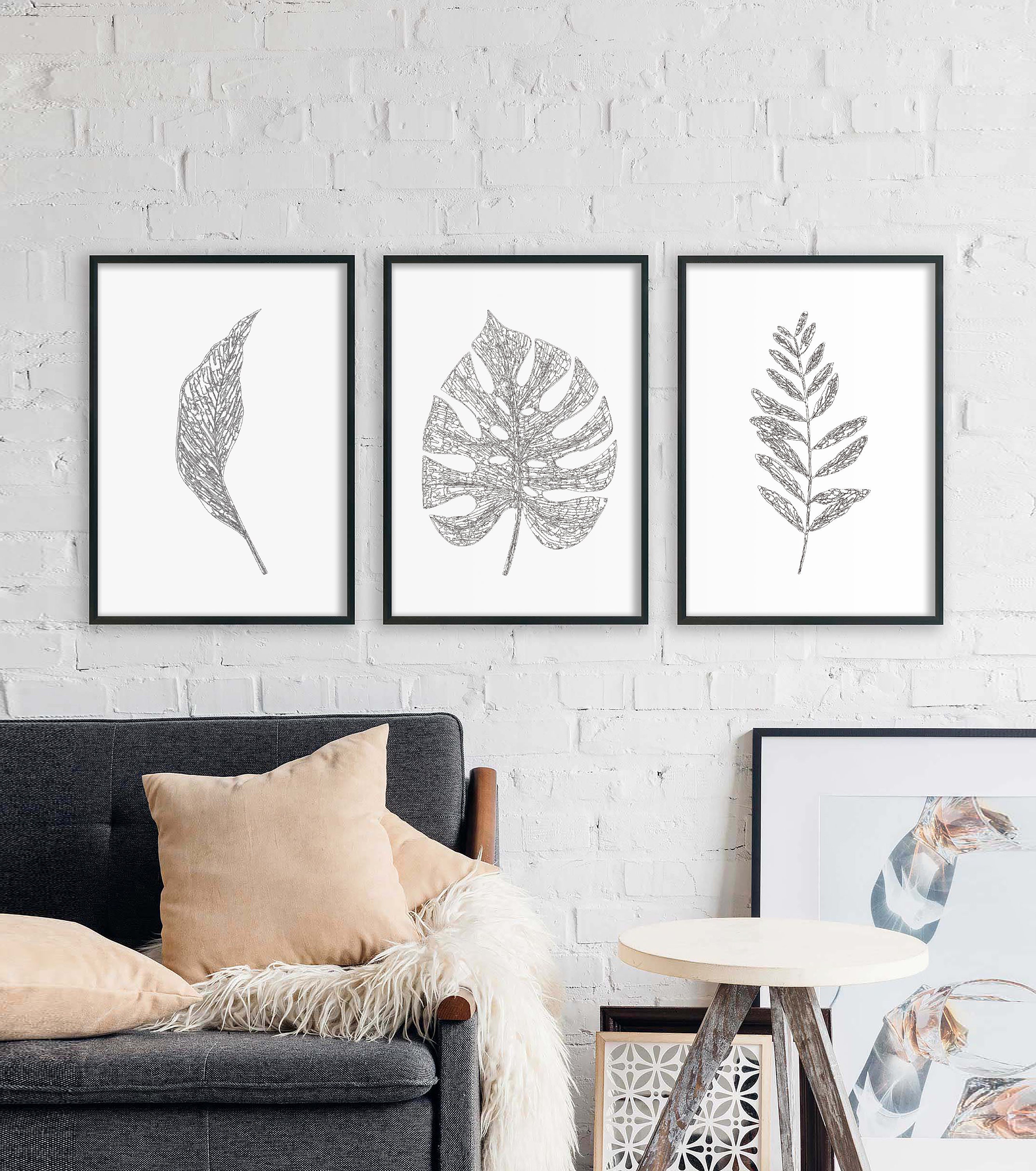 Hand Drawn Botanical Print Set of 3 Prints Wall Decor - Etsy