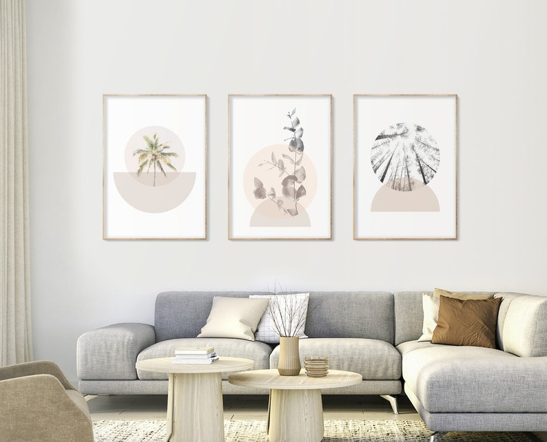 Neutral modern art print set of 3 home decor wall art art Etsy